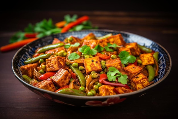 Blumenkohl-Reis mit Tofu und gemischtem Gemüse