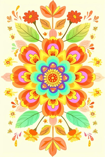 Blumenmuster auf hellem Hintergrund Schönes Rangoli-Blumendesign für Onam-Yoga und Meditation