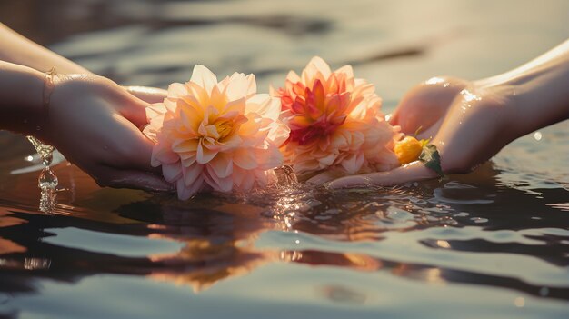 Blumenopfer mit heiligem Wasser