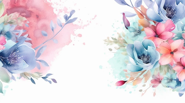Blumenrahmen, Aquarell, Mehrzweck-Hintergrund, generative KI