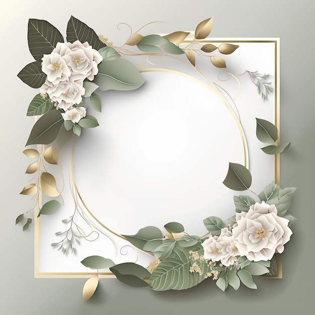 Blumenrahmen für Hochzeitsdekoration Hochzeitskarte Illustration AI Generative