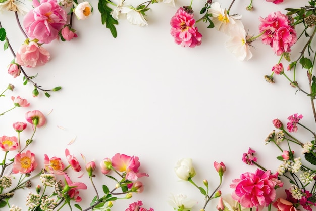 Blumenrahmen mit weißem Hintergrund