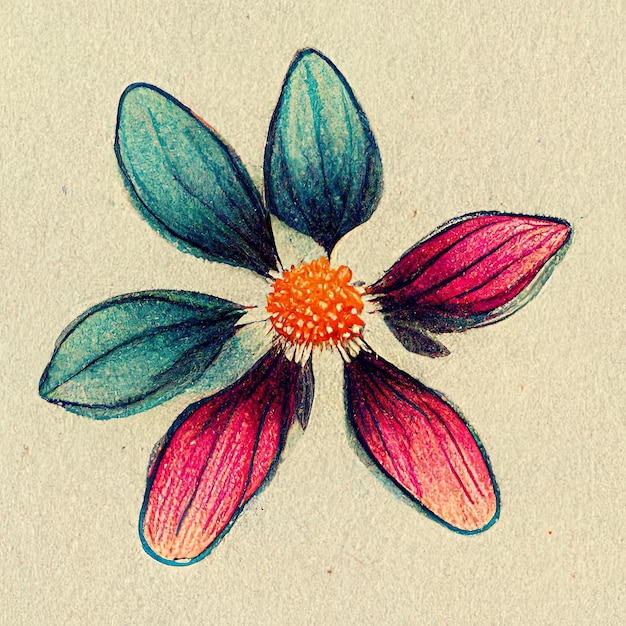 Blumenskizzen-Zeichnungsillustration mit Blüten digitaler Malerei Blumenmuster Vintage Retro-Dekor