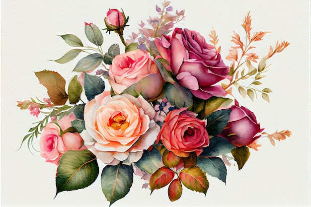 Blumenstrauß-Aquarell-Illustration