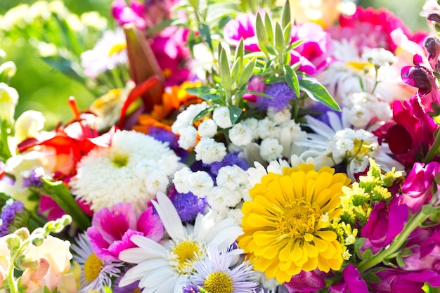 Blumenstrauß der Sommerblumen auf Grün