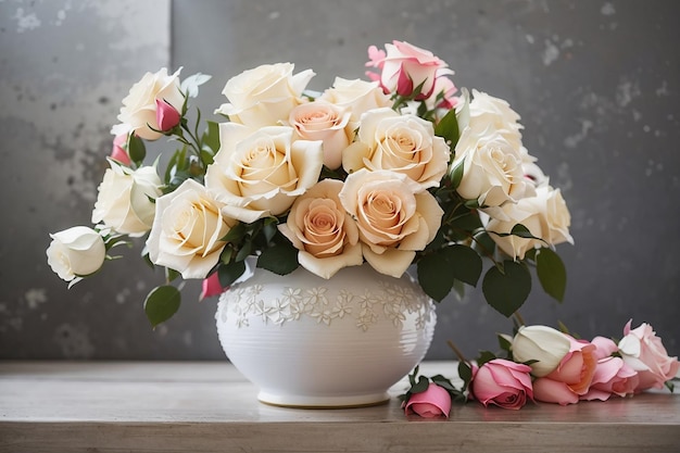 Blumenstrauß in einer weißen Vase