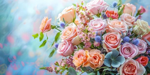Blumenstrauß in Pastellfarben Hintergrund Ai Generiert