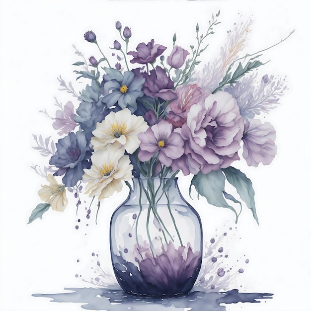 Blumenstraußillustration mit weißem Hintergrund