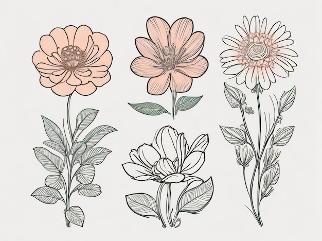 Blumenvielfalt Verschiedene Blumen Dekoration auf weißem Hintergrund