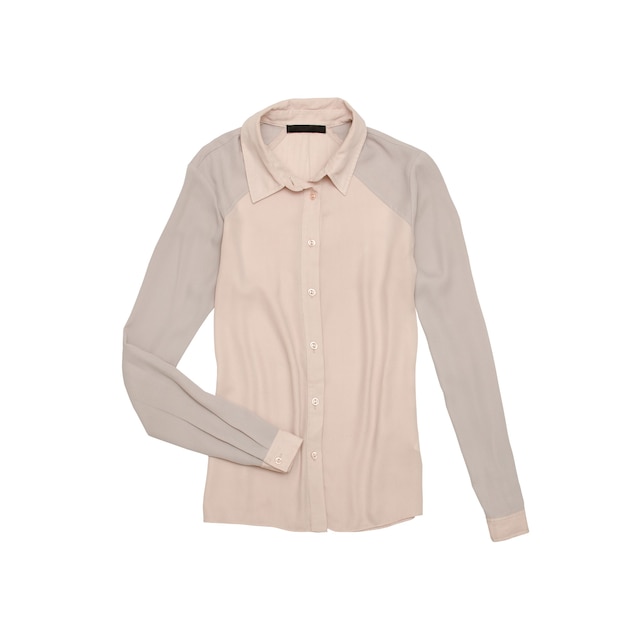 Blusa rosa e cinza. Conceito elegante. Isolado. fundo branco