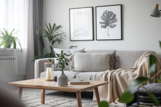 Blush Pink Design im skandinavischen Stil Hausinterieur und modernes Wohnzimmer