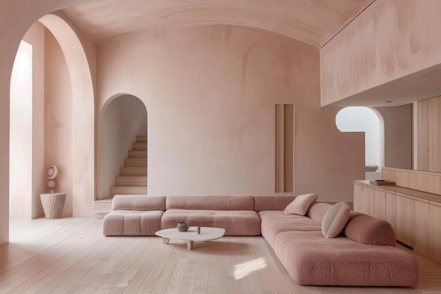 Blush Pink Design Minimalist-Stil Hausinterieur und modernes Wohnzimmer