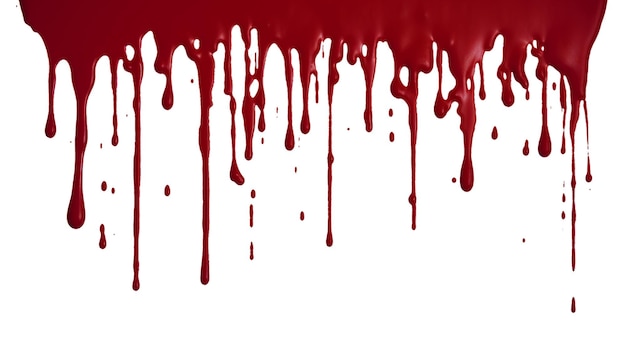 Blutflecken Flecken und Spritzer roter Flüssigkeit auf weißem Hintergrund Rote Tinte spritzt und tropft