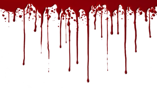 Blutflecken Flecken und Spritzer roter Flüssigkeit auf weißem Hintergrund Rote Tinte spritzt und tropft
