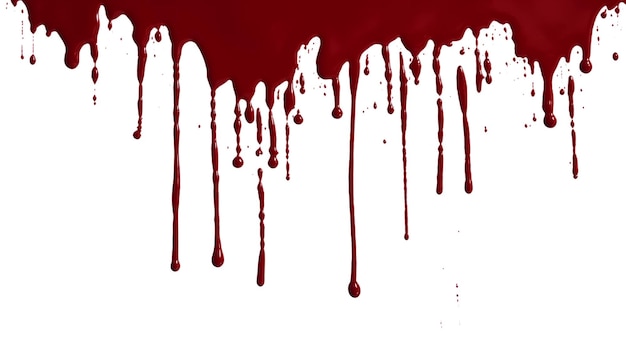 Blutflecken Flecken und Spritzer roter Flüssigkeit auf weißem Hintergrund Rote Tinte spritzt und tropft