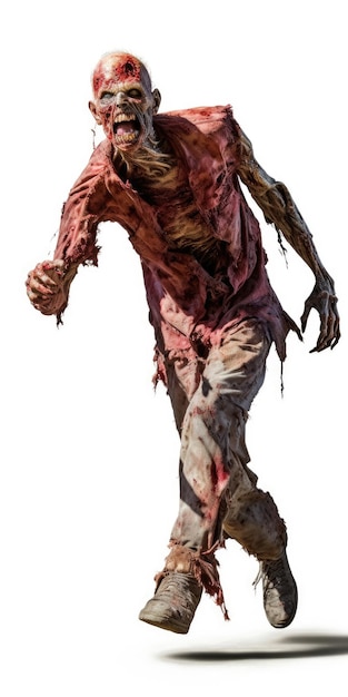Foto blutiger zombie isoliert auf weißem hintergrund
