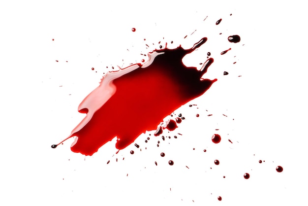Blutspritzer auf weißem Hintergrund Grafische Ressource für Design