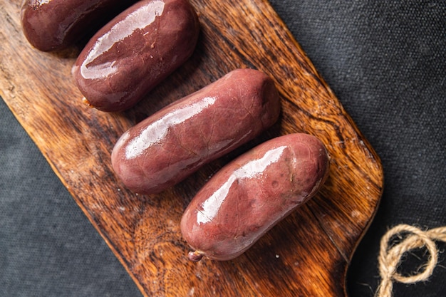 blutwurst wurst blutiges fleisch mahlzeit essen auf dem tisch kopieren raum essen hintergrund