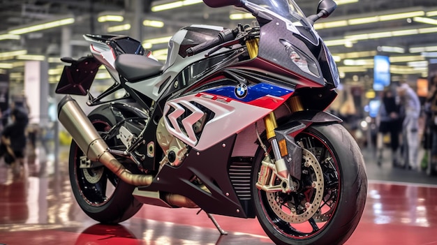 Foto bmw s1000 rr sport super ike em uma bela exibição de ia generativa