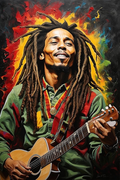 Foto bob marley imagen ilustrada para el marco