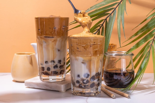 Boba pérolas de tapioca dalgona café