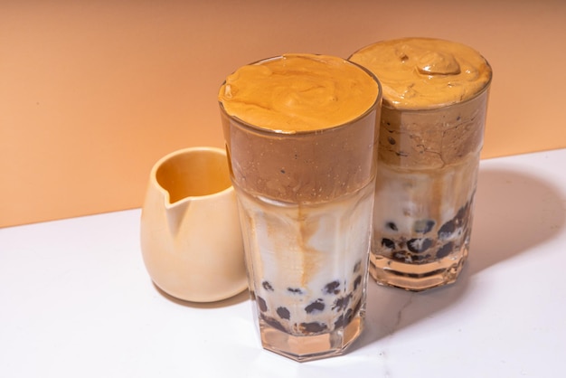 Boba pérolas de tapioca dalgona café