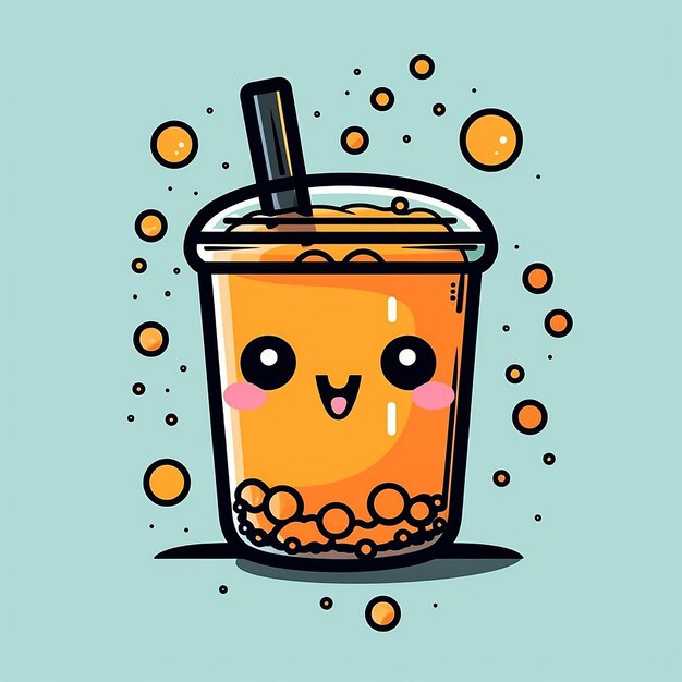 Foto boba tea delight ícones vetoriais adesivos e desenhos de desenhos animados bonitos