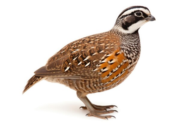 Bobwhite norteño Colinus virginianus sobre un fondo blanco