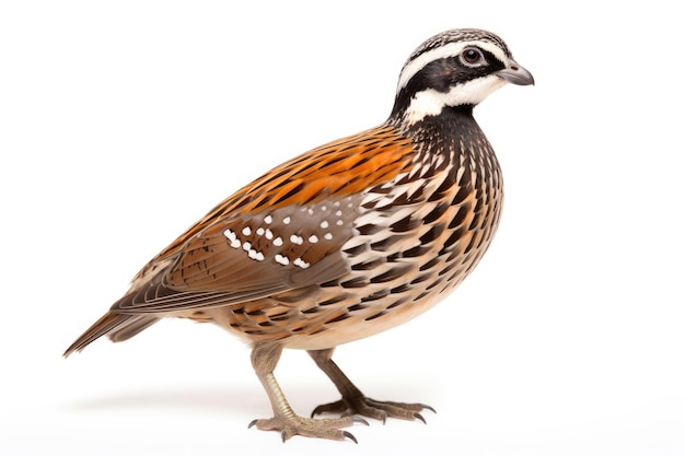 Bobwhite norteño Colinus virginianus sobre un fondo blanco