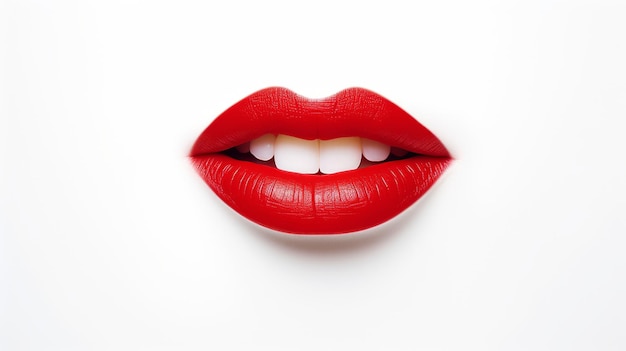 Boca de labios rojos aislada en blanco perfecta para la composición