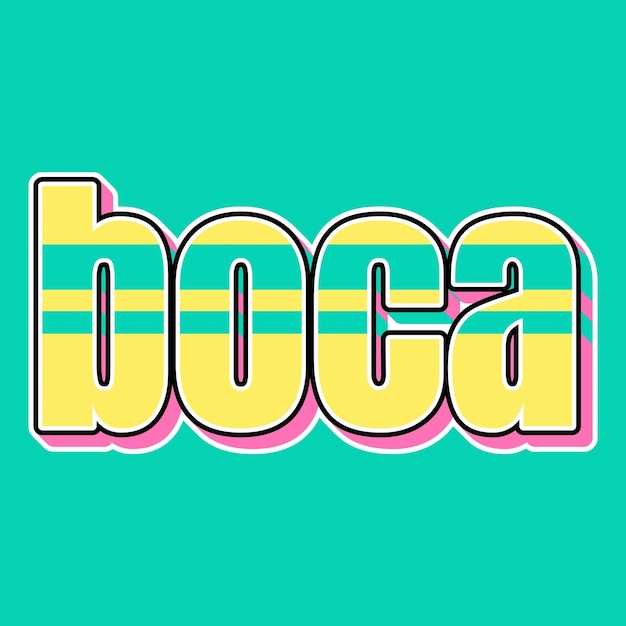 Foto boca typographie vintage 90er jahre 3d-design gelb rosa text hintergrundfoto jpg