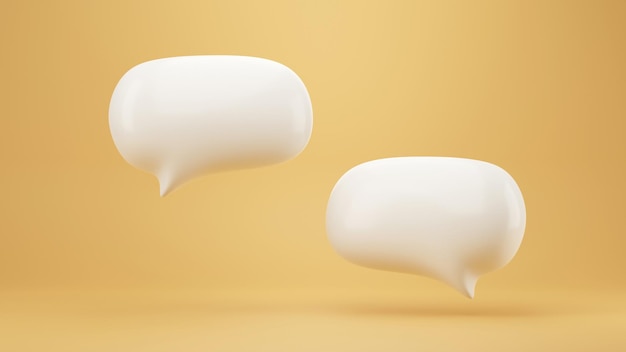 Bocadillo de diálogo de chat blanco hablando 3D Rendering