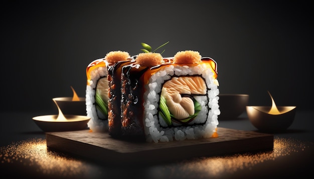 Bocaditos de sushi satisfactorios con una proporción perfecta de arroz y pescado