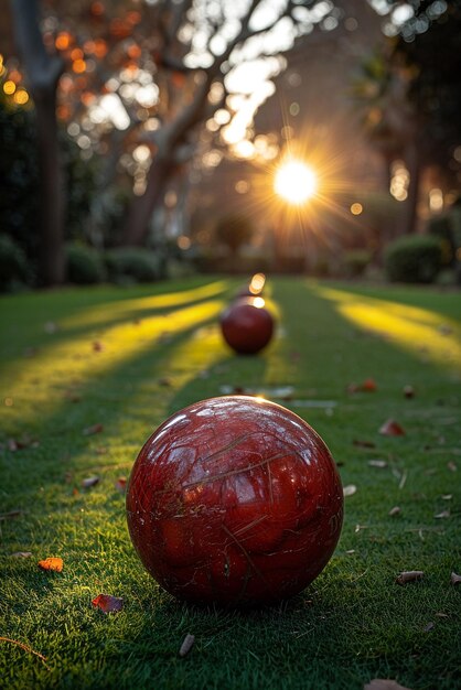 Foto bocce cerca del objetivo en un día soleado