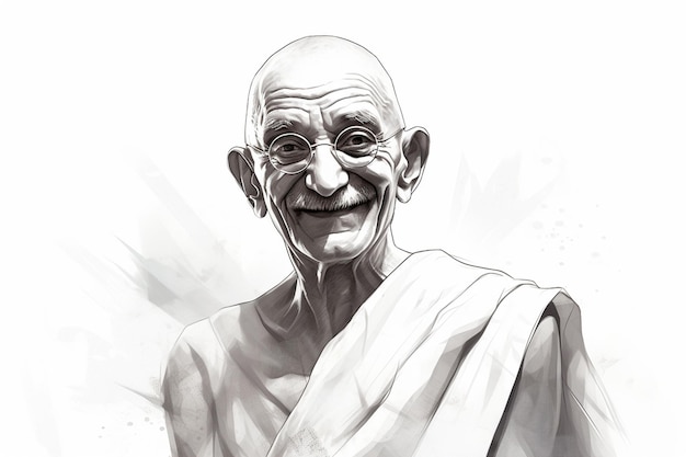 Foto un boceto de un mahatma gandhi