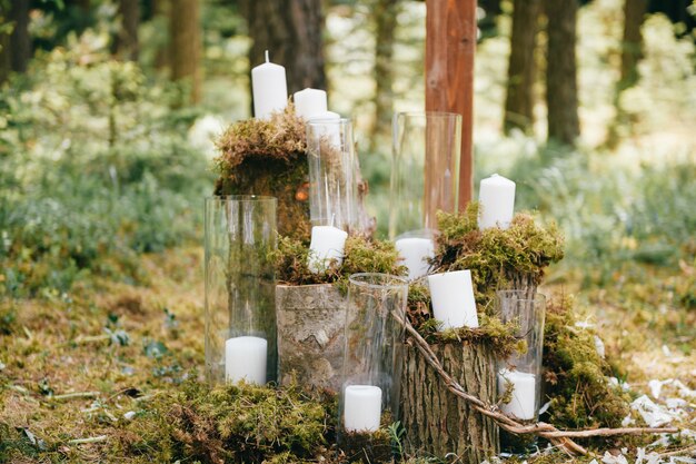 Boda elementos decorativos de madera.