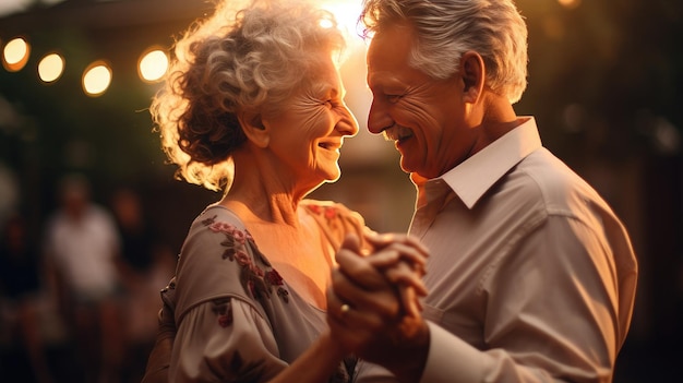 En la boda una feliz danza amorosa pareja de ancianos Generativa Ai