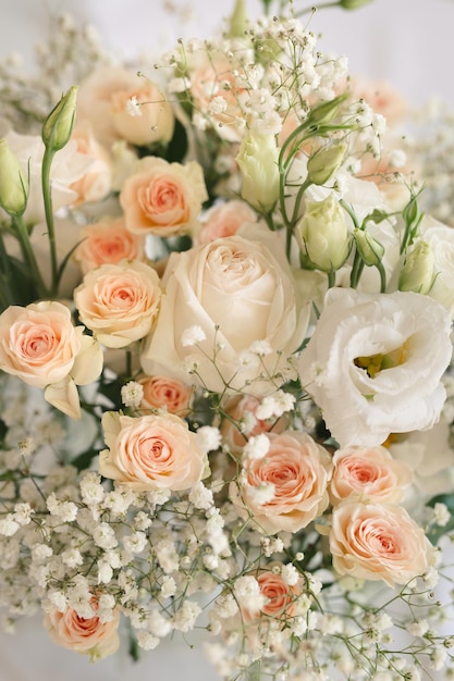 Boda flores ramo de novia de rosas closeup