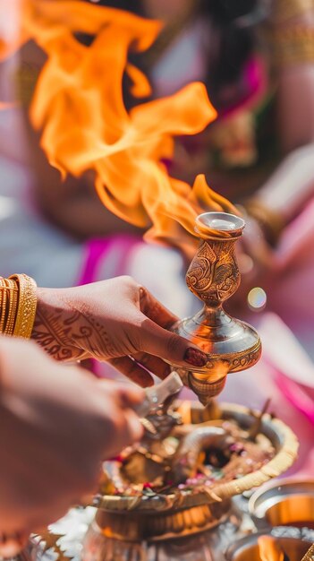 Foto boda india de vivah objetos yagya para el indio