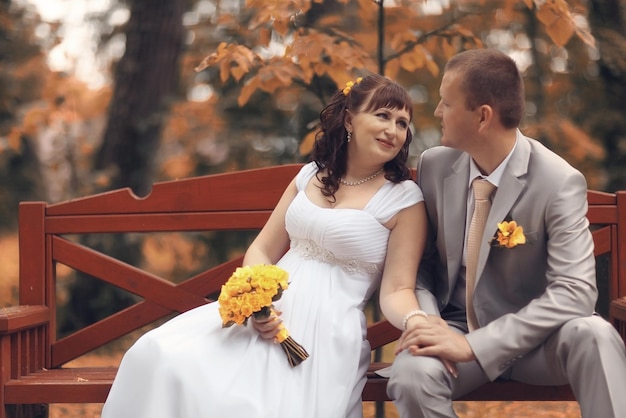 Boda de otoño novios