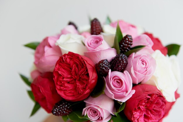 Boda Ramo de novia en rojo rosa blanco Flores de boda artículos y accesorios de boda