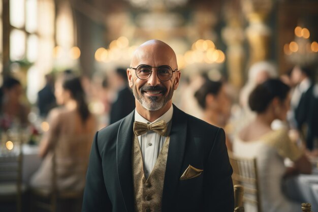 Boda tradicional armenia Hombre calvo con gafas