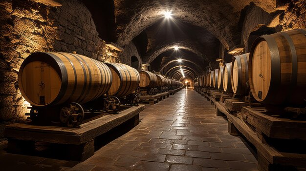 Foto bodega apilada con una abundancia desbordante de botellas de vino ar 169