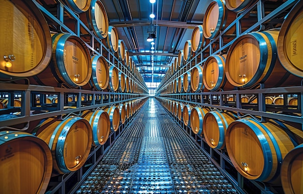 Foto la bodega contemporánea tiene grandes tanques para la fermentación