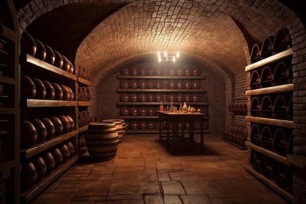 Bodega con estantes de madera Generate Ai