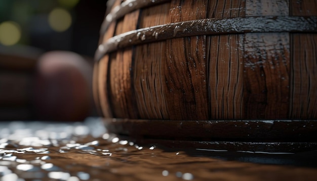Foto bodega rústica celebra la elaboración del vino a la antigua usanza con un refresco líquido fresco generado por inteligencia artificial