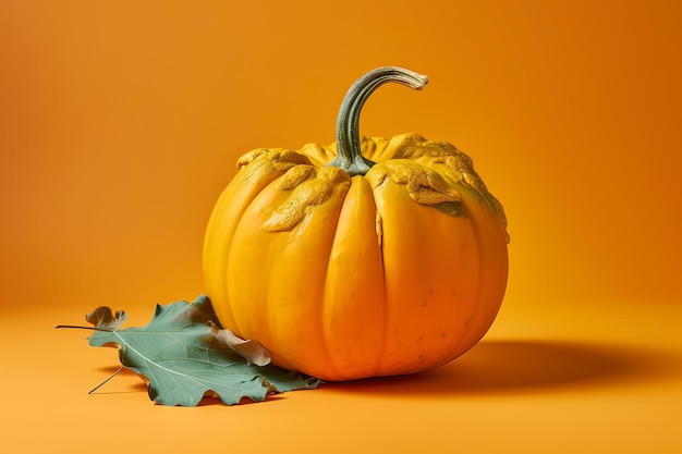 Bodegón creativo de Halloween Calabazas sobre fondo naranja Tarjeta de felicitación de temporada