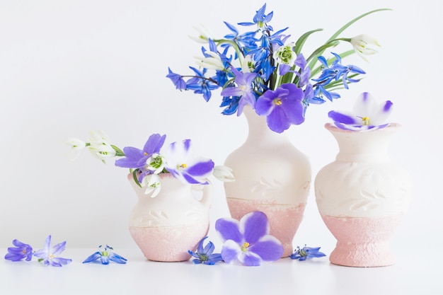 Bodegón con flores azules