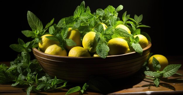 bodegón con limón y menta