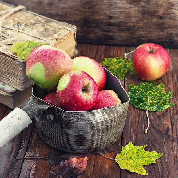 Bodegón con manzanas de otoño